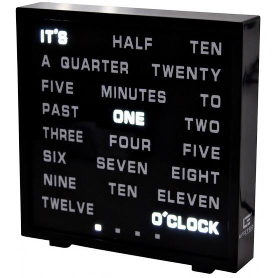United Entertainment - Clock Led English Words Plexiglass 17 X 16,5 Cm Svart