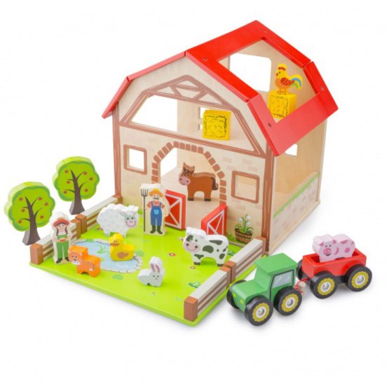 New Classic Toys - Farm Play Set 26,8 Cm Wood Brun 15-Piece