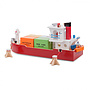 New Classic Toys - Container Boat Havenlijn60 Cm Wood Röd 3-Piece