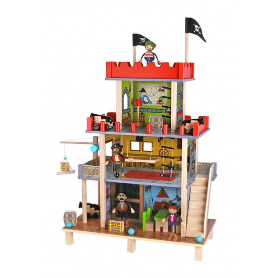 Tooky Toy - Play Set Pirate Castle Junior 74 Cm Wood 17-Piece