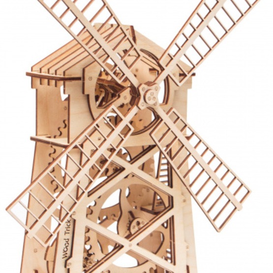Wood Trick - Wooden Model Construction 3D Mill 40 Cm Natural 80-Piece