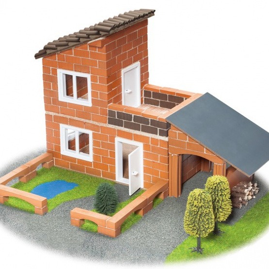Teifoc Construction Kit Villa With Garage Stone Brun 330-Piece