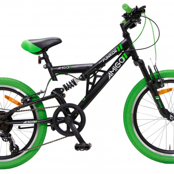 Amigo - Barncykel - Fun Ride 20 Tum 7 Växlar Svart/Grön