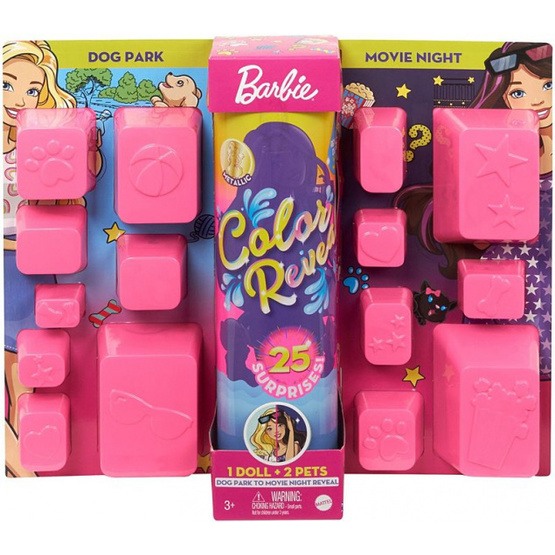 Barbie - Docka Color Reveal Dogpark/Movie 17 Delar