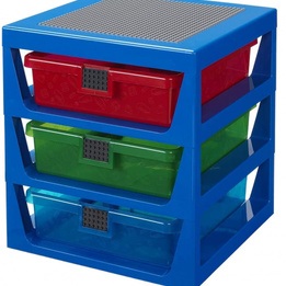 Lego - Förvaringshylla 3 Lådor 37.5 X 34.5 Cm Blå