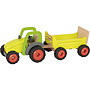 Goki - Tractor With Trailer 45 X 16 Cm Wood Gul 2-Piece