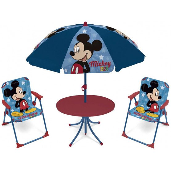 Disney - Två Stolar, Bord Och Parasoll - Mickey Mouse Blå 4 Delar