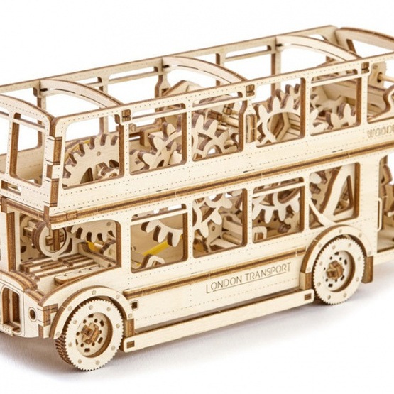 Wooden City - Model Kit London Bus Wood Natural 216 Parts