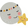 RoomMates - Väggklistermärken Moon & Star Grå/Gul
