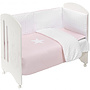 Interbaby - Spjälsäng Med Sängkläder Lovely 125 X 93 Cm Rosa/Vit