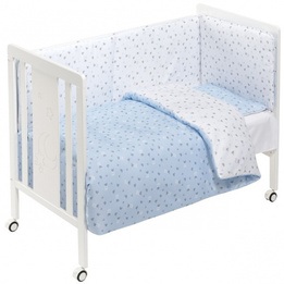 Interbaby - Spjälsäng Med Sängkläder Ljusblå
