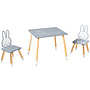 Roba - Table And Chairs Nijntje Junior Wood Grå/Vit 3-Parts