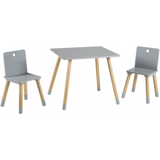 Roba - Table And Chairs Junior Wood Grå/Brun 3-Piece