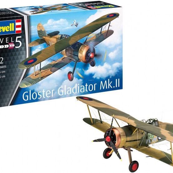 Revell Gloster Gladiator Khaki Model Kit 140 Parts