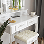 Sminkbord - Med Spegel - Ljus Och Pall - 75X40X140 Cm - Vit