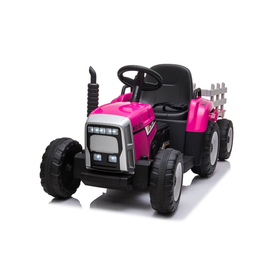 Elstyrd Traktor Med Släp - Rosa