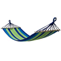 Hängmatta 200 X 80 Cm Med Träkarm – Grönblårandig