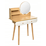 Sminkbord - Rund Spegel - Sminkbord - 80X40X122 Cm