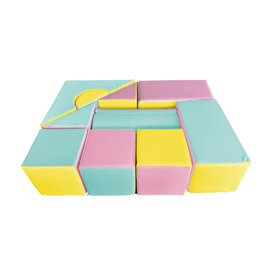 Stora Byggklossar Av Skum - 11 Delar - Färgade - Rosa, Blå, Gul (Pastell)