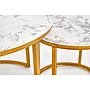 Paola - Runt Soffbord - Set Om 2 - Marmor, Guld