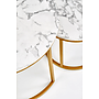 Paola - Runt Soffbord - Set Om 2 - Marmor, Guld