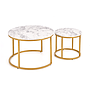 Paola - Runt Soffbord - Set Om 2 - Marmor, Guld