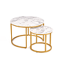 Paola - Runt Soffbord - Set Om 2 - Marmor, Guld