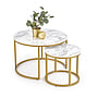 Paola - Runt Soffbord - Set Om 2 - Marmor, Guld