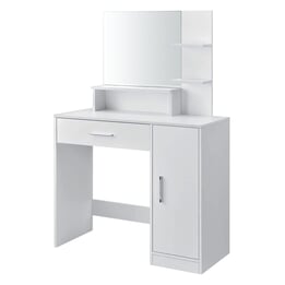 Sminkbord - Sminkbord - Med Spegel - 90X38X137,5 Cm - Vit