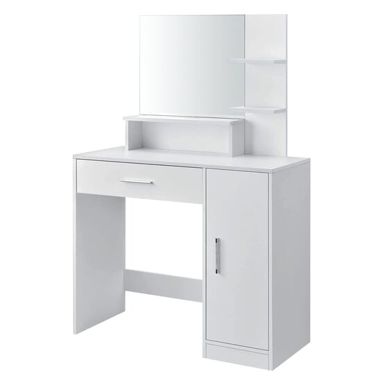 Sminkbord - Sminkbord - Med Spegel - 90X38X137,5 Cm - Vit
