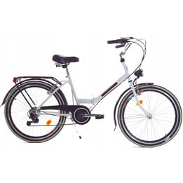 Fällcykel - 24 Tum - 6 Växlar - Vit, Svart