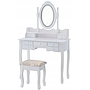 Sminkbord - Med Spegel, Ljus Och Pall - 90X40X146 Cm - Vit
