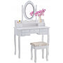 Sminkbord - Med Spegel, Ljus Och Pall - 90X40X146 Cm - Vit