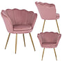 Skalstol - Fåtölj - 58X51X88 Cm - Sammet - Rosa, Guld