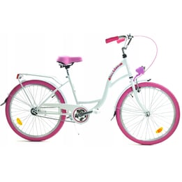 Tjejcykel - 24 Tum - Mycket Robust - Rosa Vit