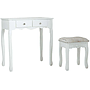 Sminkbord Med Hjärtformad Spegel & Pall - 74X40X143Cm - Vit