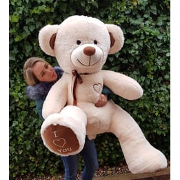 Gosedjur - Teddybjörnskräm - Broderad I Love You - 160 Cm