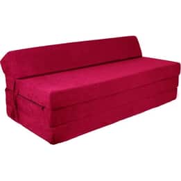 Hopfällbar Madrass Med Kudde - Tvättbart Överdrag - 200Cm X 120Cm X 10Cm - Vinröd