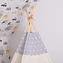 Tipitält Barn Wigwam - Beige Med Grått - 100% Bomull - 160X120X100 Cm - Inklusive 2 Kuddfodral