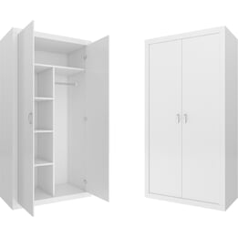 Barngarderob - 90X190X50 Cm - Vit - 2 Luckor