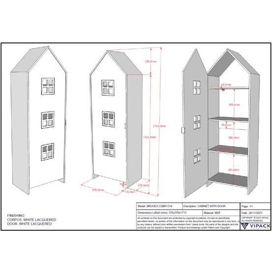 Vipack Garderob - Casami Bruges - Vit
