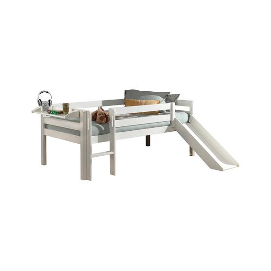 vipack loftsäng pino med rutschkana och hylla - 90x200 cm - vit