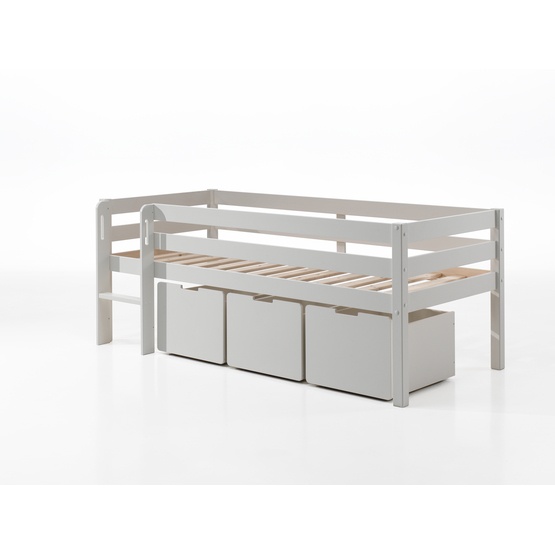 vipack loftsäng pino med 3 lådor och stege - 90x200 cm - vit