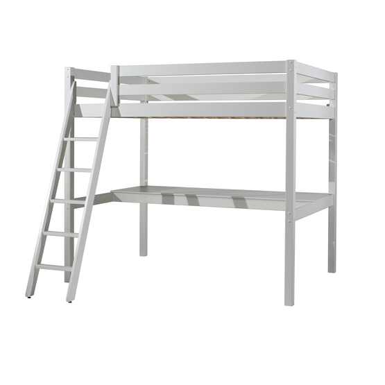 vipack loftsäng med skrivbord - 140x200 cm - vit