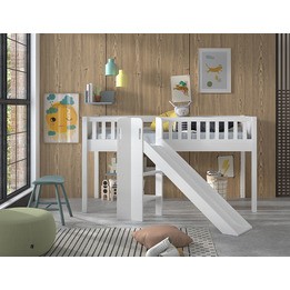 Loftsäng Scott Med Rutschkana H115 Cm - 90x200 Cm - Vit