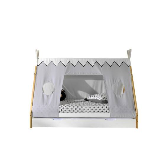 Vipack Tipisäng På Ben Med Låda I Vitt Och Textilset - 90x200 Cm - Vit