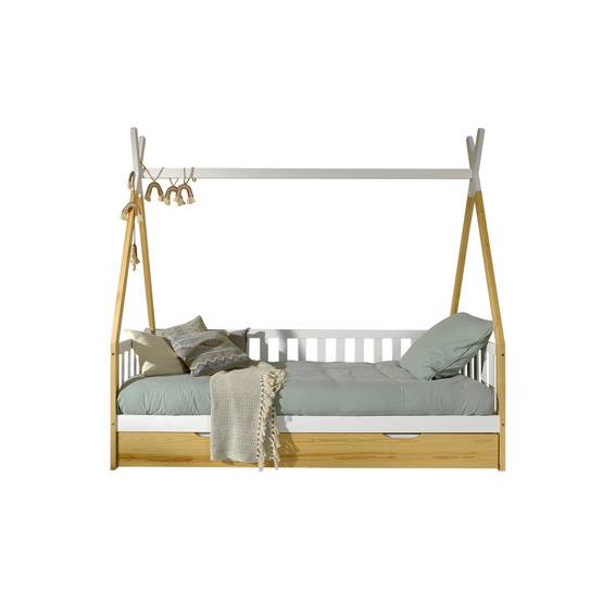 Vipack Tipisäng Med Staket Och Låda - 90x200 Cm - Natur