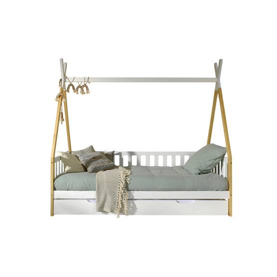 Vipack Tipisäng Med Staket Och Låda - 90x200 Cm - Vit