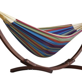 Vivere - Cotton Hammock With Solid Pine Stand (260 Cm) - Hängmatta Dubbel - Tropical