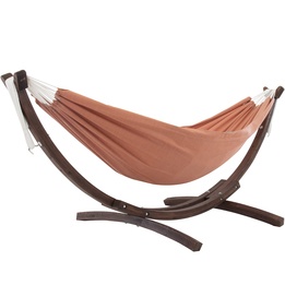 Vivere - Sunbrella Hammock With Solid Pine Stand (260 Cm) - Hängmatta Dubbel - Coral